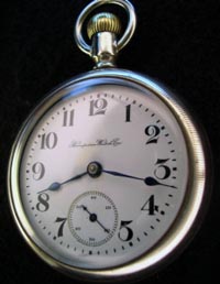 Hampden 18 size 15 jewel open face silvered pocket watch